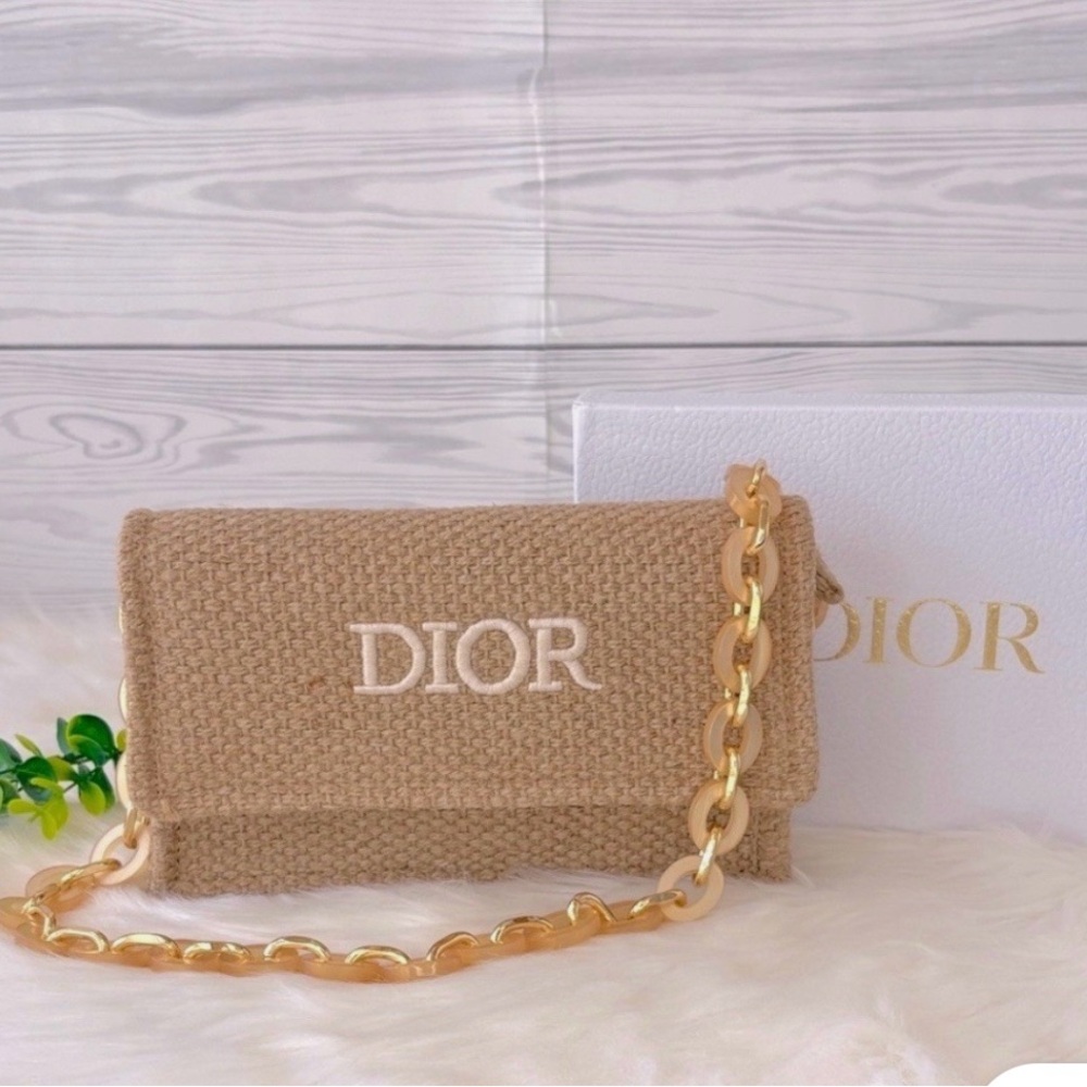 Dior Beauty Raffia Clutch Shoulder Bag with Resin Strap - Picture 5 of 15